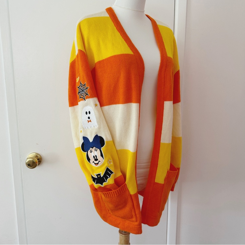 Halloween Candy Corn Mickey Mouse Cardigan NWOT